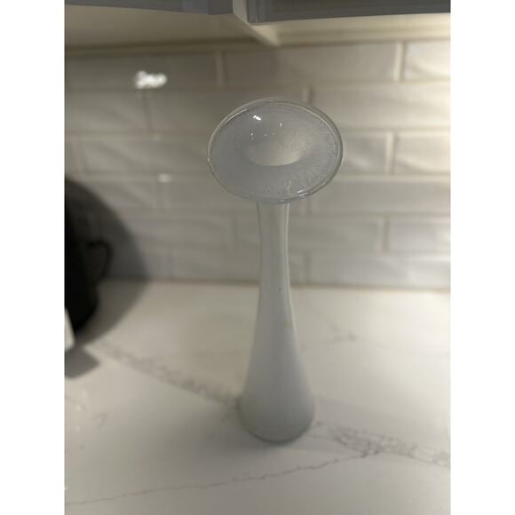 Jack In The Pulpit Vase White Splatter 15”‎ Hand Blown Art Glass - Picture 9 of 16